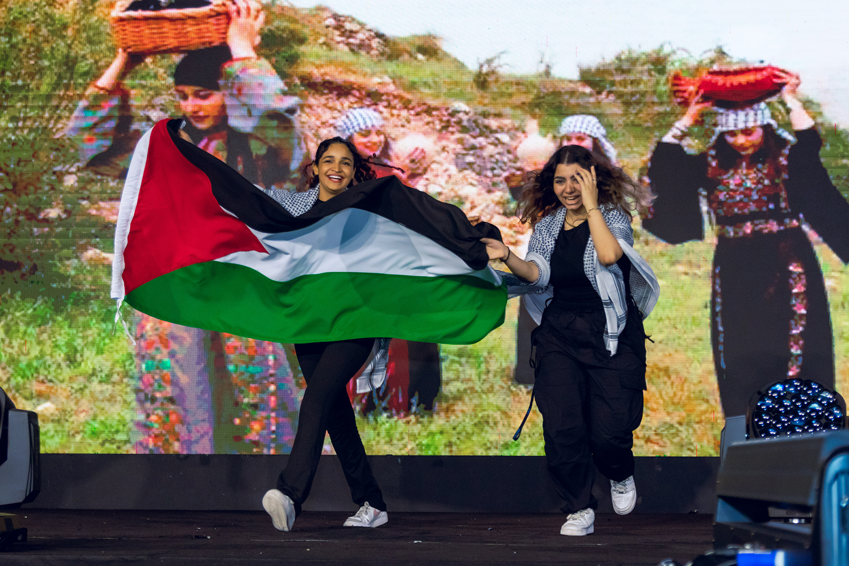 Palestinian students at APU brought optimistic vibes to the show, despite the current situation in their homeland, and received applause from the Ambassador of Palestine.